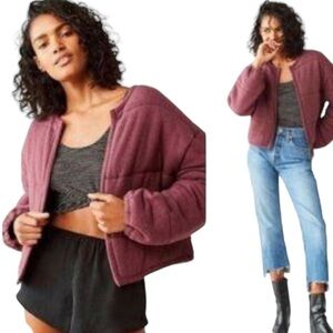 Urban Outfitters Out From Under Plum Quilted Cropped Jacket Sz S